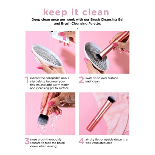 Real Techniques Glow Round Base Makeup Brush, For Liquid & Cream Makeup, Flat Top Foundation Brush For Blending & Building Up Coverage, Dense Bristles, Stocking Stuffer, Cruelty Free, 1 Count