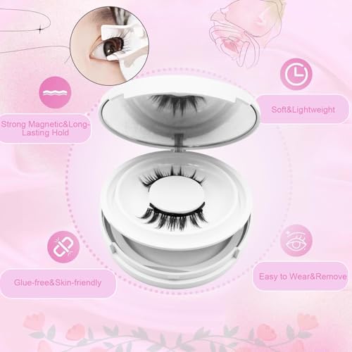 Magnetic Eyelashes with Applicator,Magnetic Eyelashes Natural Look,Magnetic Eyelashes,Krafty Magnetic Eyelashes（Natural+Devil）