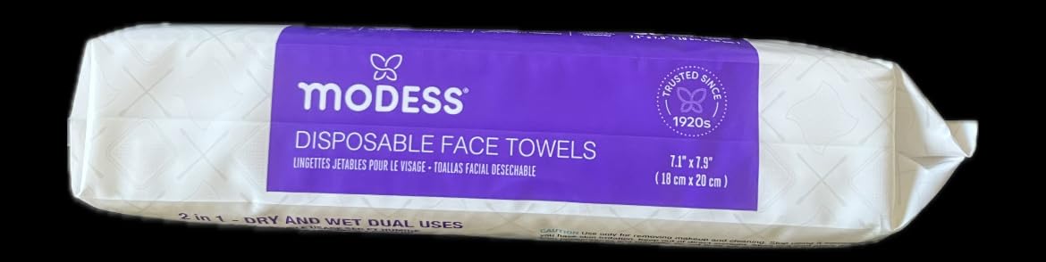 Modess Disposable Face Towels, 30 Count, Ultra Soft, Strong Water Absorption, 7.1 x 7.9 inches