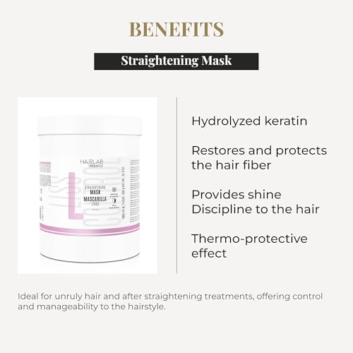 SALERM - Smoothing Hair Mask - Lisos Hair Lab - 1000 ml - Perfect Smoothing for Unruly Hair - With Hydrolyzed Keratin and Coconut Oil - Heat Protector for Hair - Eliminates Frizz