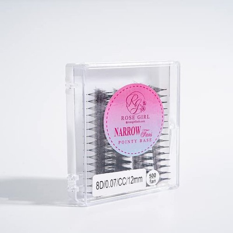 ROSE GIRL 500 Ultra Speed Promade Fans-Natural Look Handmade Volume Eyelash-Narrow Loose Eyelash 3D-16D C CC D Curl-False Lashes Extensions-Thickness 0.03~0.1mm-8~20mm Length(8D-C-0.07 (11 mm))