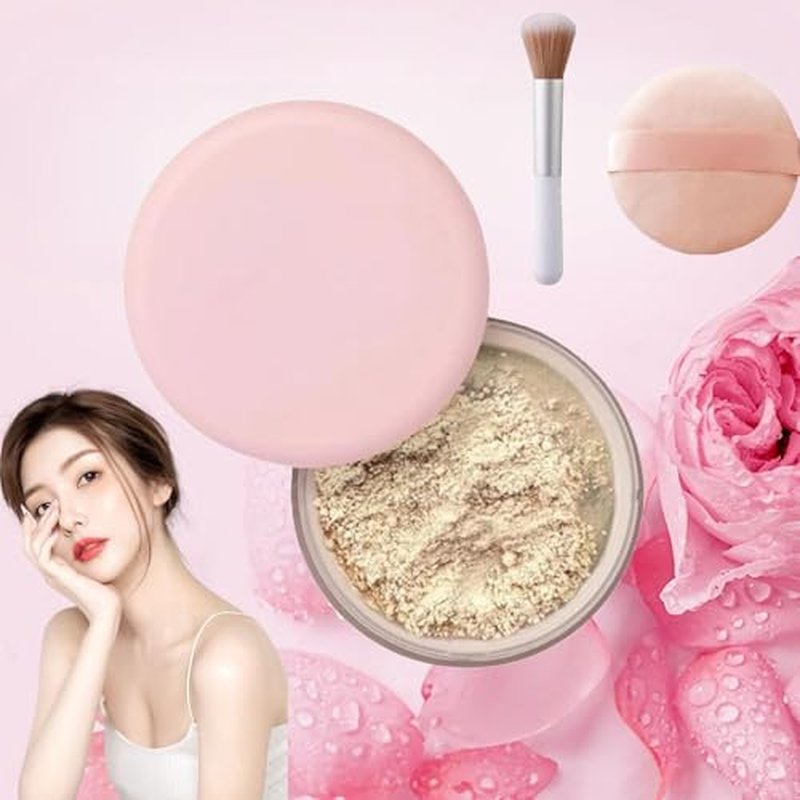 Luminance Milano Pink Powder, Luminance Milano Powder, Allaur Beauty Pink Setting Powder, Beauty Blurring Powder, Beauty Pink Setting Powder, Waterproof Setting Powder, for All Skin Tones(01#)