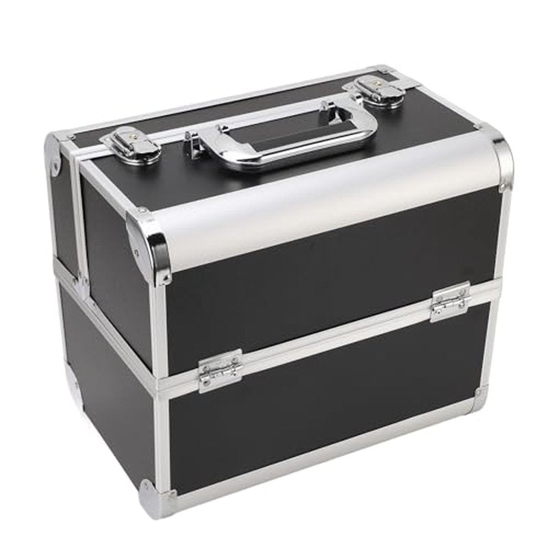 Portable Makeup Case Large Space Portable Multilayer Makeup Case, Novel Design Cosmetic Train Case for Artists, Family and Friends (Black)