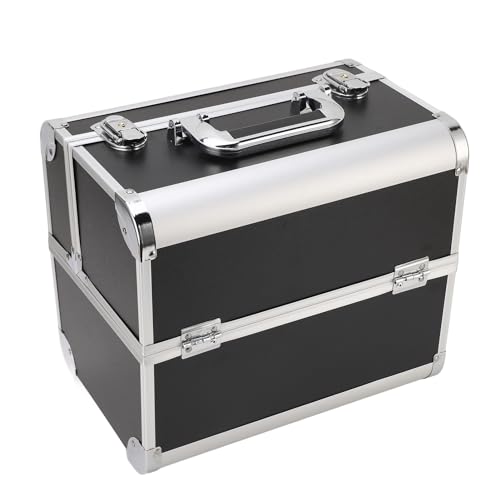 Portable Makeup Case Large Space Portable Multilayer Makeup Case, Novel Design Cosmetic Train Case for Artists, Family and Friends (Black)