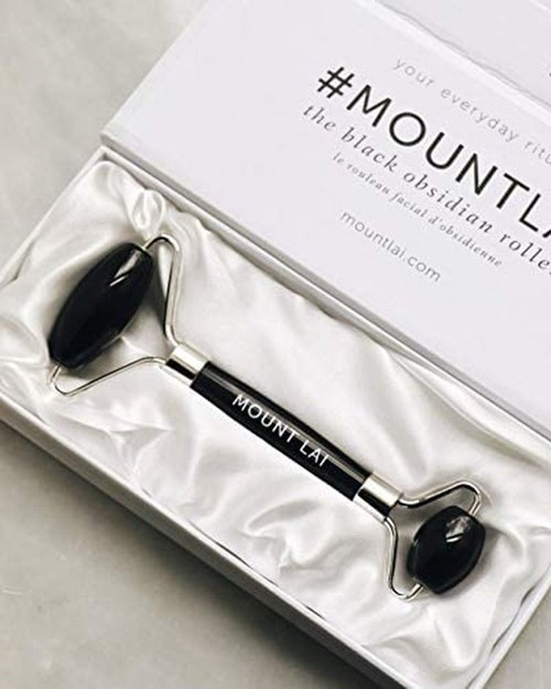 Mount Lai Warming Black Obsidian Facial Roller Massager | Facial Massage Roller to Detoxify and Purify
