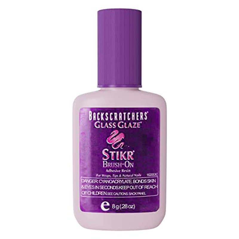 Backscratchers Glass Glaze Stikr Resin - Strong Adhesive for Nail Wraps, Nail Tips, Nail Extensions, Charms, Dip Powder and Natural Nails - 0.28 Fluid Ounce