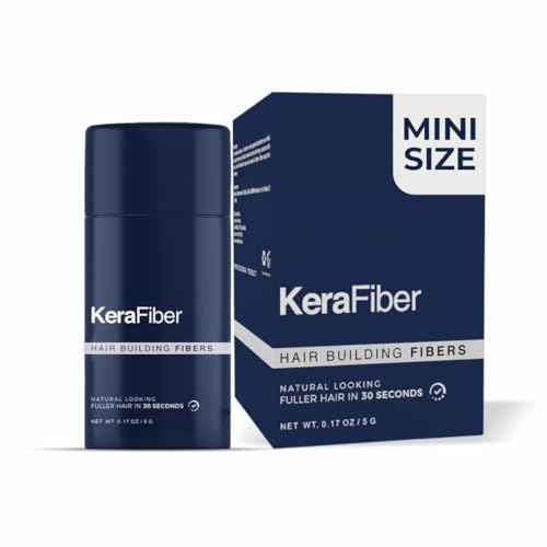 KeraFiber Professional Hair Building Fibres - Natural Keratin Hair thickener Fibres, Hair Powder for Men and Women, Full Head of Hair in 30 Seconds-Hair Fibres Dark Brown (5g/0.17oz) - Travel Pack