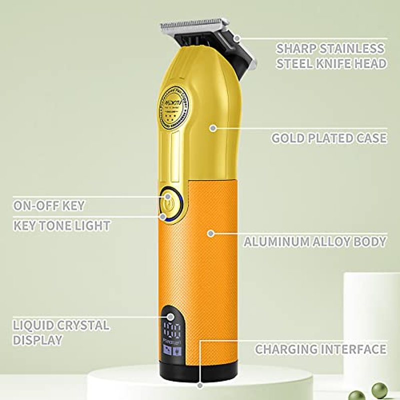 MASOVOTU Hair Trimmer for Men, Professional Hair Clippers Grooming Cutting Kit, Rechargeable Cordless Edgers Clippers Barber Beard Trimmer,Gold
