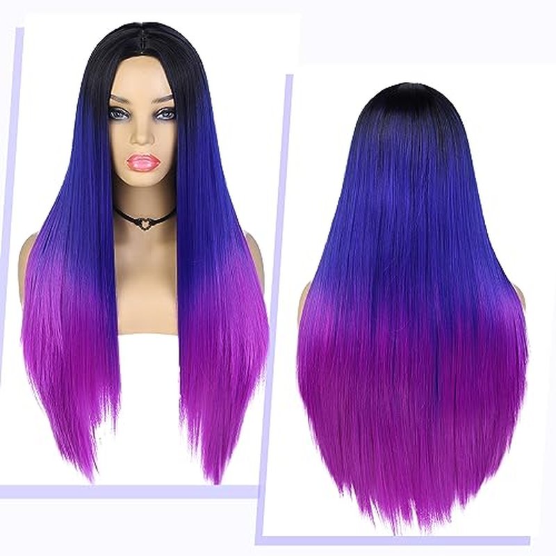 WIGER 30 Inches Long Straight Highlight Blonde Wigs for Black Women Brown Mixed Honey Blonde Straight Lace Part Wigs Ombre Long Blonde Hair with Highlights Synthetic Colorful Hair