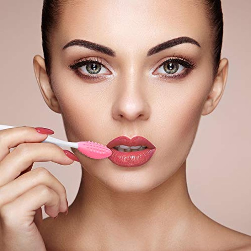24 Pcs Silicone Exfoliating Lip Brush with Container, Double Sided Silicone Lip Scrubber Soft Cleaning Lip Brush Face Cleaning Applicator for Plump Smoother Lip Appearance (Mixed Colors)