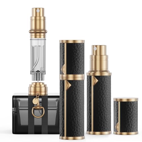 Kuangre Perfume Travel Refillable Bottle, Tsa Approved 5ml Perfume Atomizer Bottle, Portable Size Sprayer Bottle Luxurious Pocket Perfume Dispenser Pump Transfer Tool for Women Men Travel Accessories.
