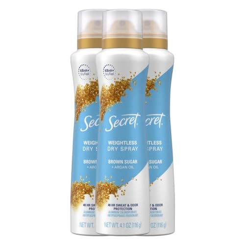 Secret Dry Spray Antiperspirant Deodorant for Women, 48hr Weightless Sweat & Odor Protection, Gentle on Skin, Wild Rose with Argan Oil Scent, 4.1 oz (Pack of 3)