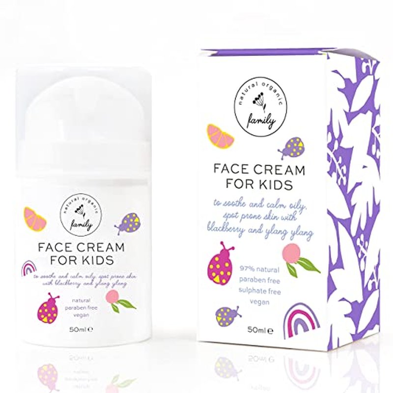 Gentle Face Cream Moisturizer for Kids and Preteens – Nourishing and Calming for All Skin Types – Natural Ingredients: Hyaluronic Acid and Vitamin E - Made in UK 50ml