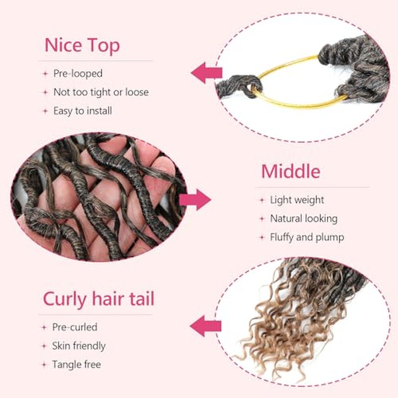 Goddess Locs Crochet Hair For Black Women 14 Inch 8 Packs Faux Locs Crochet Hair Crochet Locs Hair Pre Looped Crochet Locs River Locs With Curly Ends(14 Inch,1B/27#)