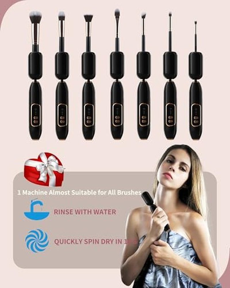 Electric Makeup Brush Cleaner/Dryer Machine & Electric Nail Drill 2 in 1 - Portable and Rechargeable 1500 mAh Long Battery Life, Low Noise, High Speed, for Home,Travel