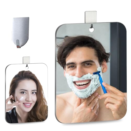 quegau Shower Mirror for Small Mirror, Small Wall Mirror (Medium 2 Pack 8 x 6 Inch) Shatterproof Shower Mirror for Shower, Unbreakable Plexiglass Makeup Mirror, Travel Camping Shower Mirrors