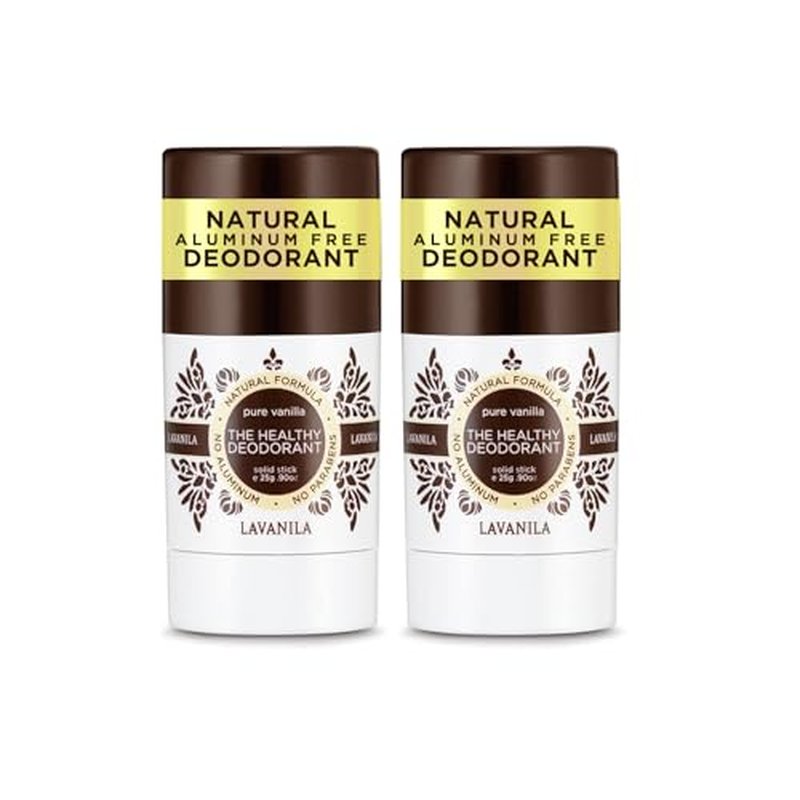 Lavanila Pure Vanilla Aluminum-Free Mini Deodorant 2-Pack - The Healthy Deodorant for Men & Women, Solid Stick (0.9 Ounce Each), Natural, Vegan