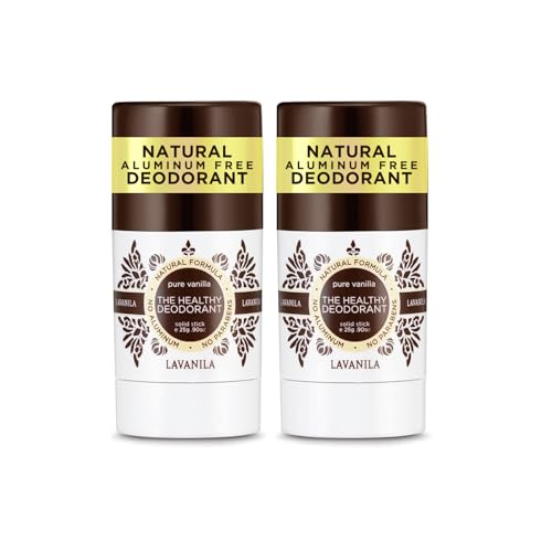 Lavanila Pure Vanilla Aluminum-Free Mini Deodorant 2-Pack - The Healthy Deodorant for Men & Women, Solid Stick (0.9 Ounce Each), Natural, Vegan
