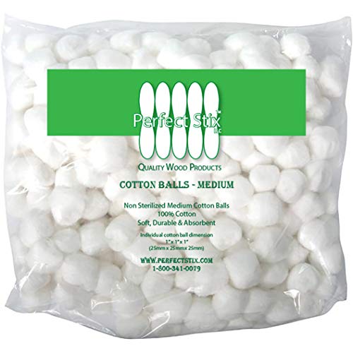Perfect Stix - Perfect Stix M Cotton Balls- 1000ct- 1M Medium Cotton Balls 2 Packs of 500. Total 1000