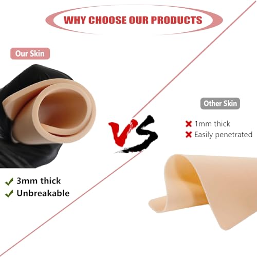 Tattoo Skin 3MM- SOTICA 8pcs Fake Skin 3mm Tattoo Practice Skins 6×8" Fake Tattoo Skin Silicone Practice Skin for Tattoo Fake Skin for Tattoo Piel Sintética Para Tatuar for Tattoo Supplies