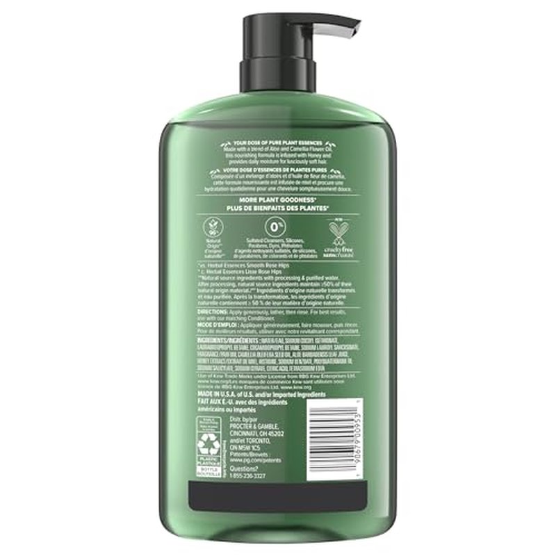 Herbal Essences Sulfate Free Shampoo with Honey for Daily Moisture, Nourishes Dry Hair, Moisturizing Shampoo with Certified Camellia Oil and Aloe Vera, Lightweight For All Hair Types, 33.8oz