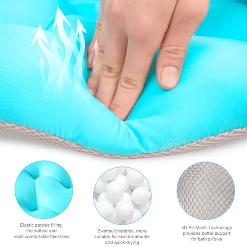 Full Body Bath Pillow for Bathtub, Bath Pillows for Tub with Powerful Non-Slip Suction Cups and Mesh Laundry Bag, Luxury Tub Pillow for Bath for Headrest Neck and Back Support Black