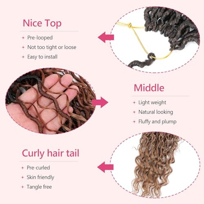 Goddess Locs Crochet Hair For Black Women 14 Inch 8 Packs Faux Locs Crochet Hair Crochet Locs Crochet Hair Pre Looped Crochet Locs River Locs With Curly Ends (1B/30/27#)