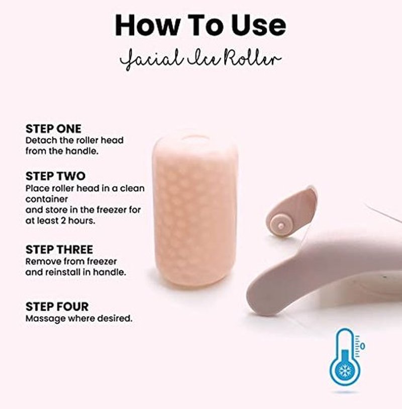ROSELYNBOUTIQUE Ice Roller for Face Wrinkles Fine Lines Puffiness Stick Massager Facial Skin Care Tools Self Care Gifts for Men Women (Beige)