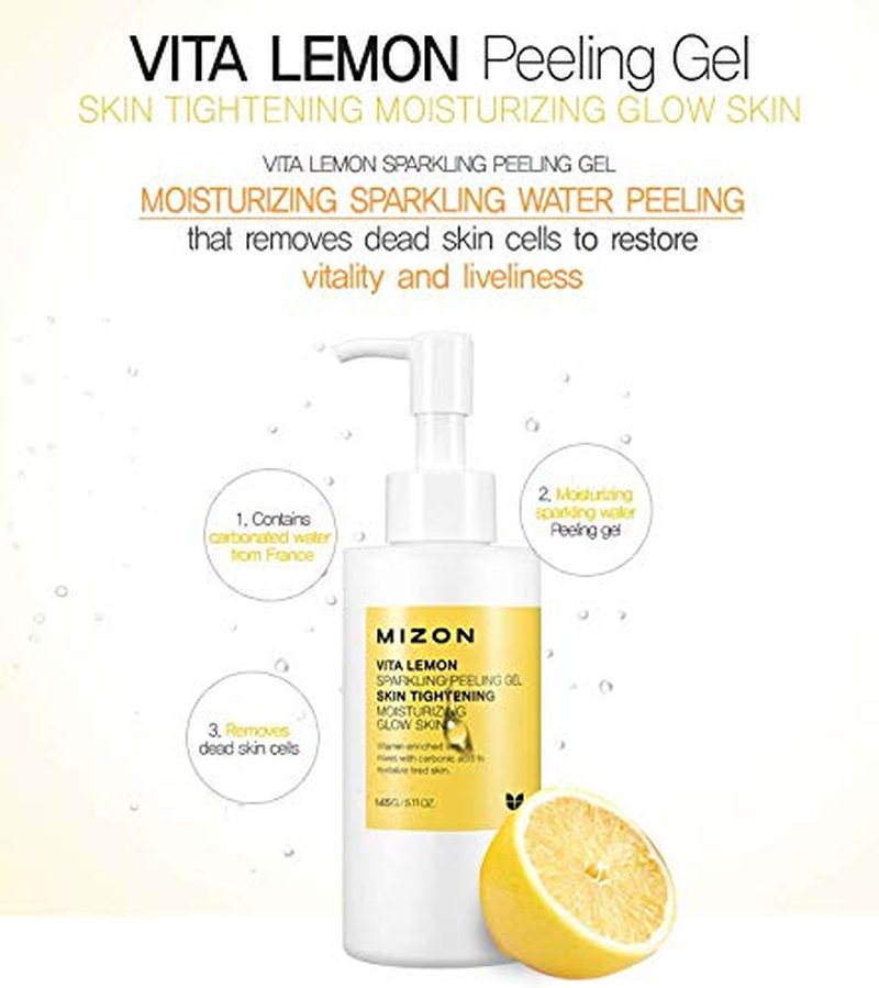 MIZON Vita Lemon Peeling Gel - Exfoliating Gel with Lemon Peel Oil & Sparkling Water | 150g (5.3 Oz)