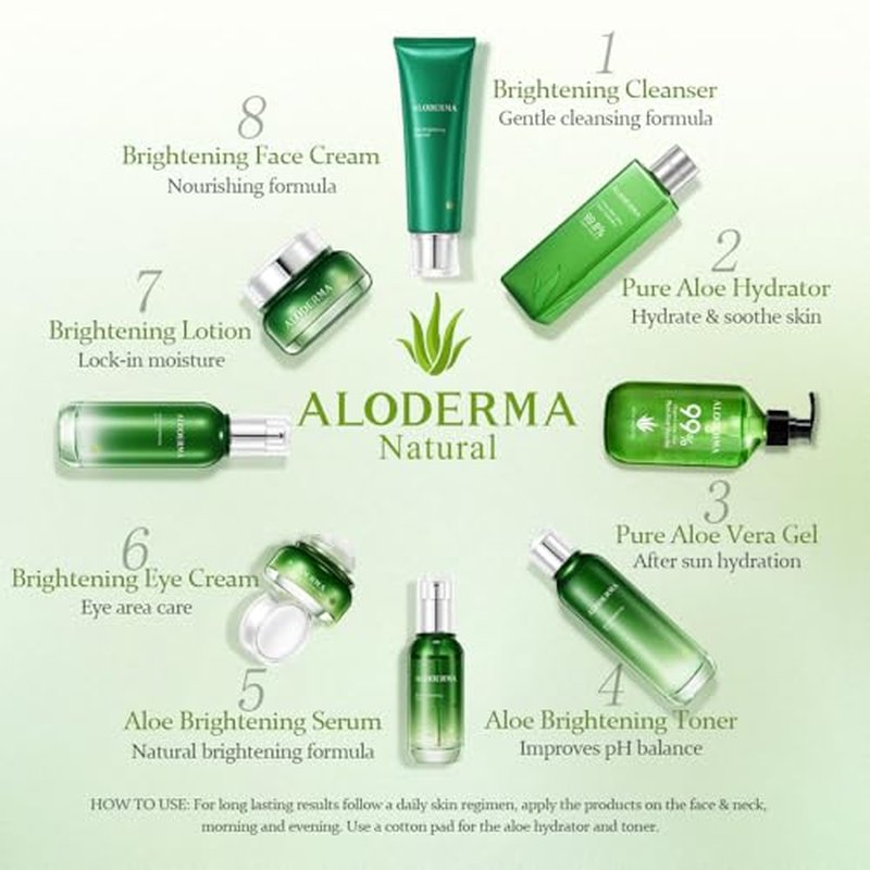 Aloderma Brightening Facial Cream - Made with 69% Organic Aloe Vera - Natural Skin Brightening Squalane & Niacinamide for Flawless Complexion, 1.7oz