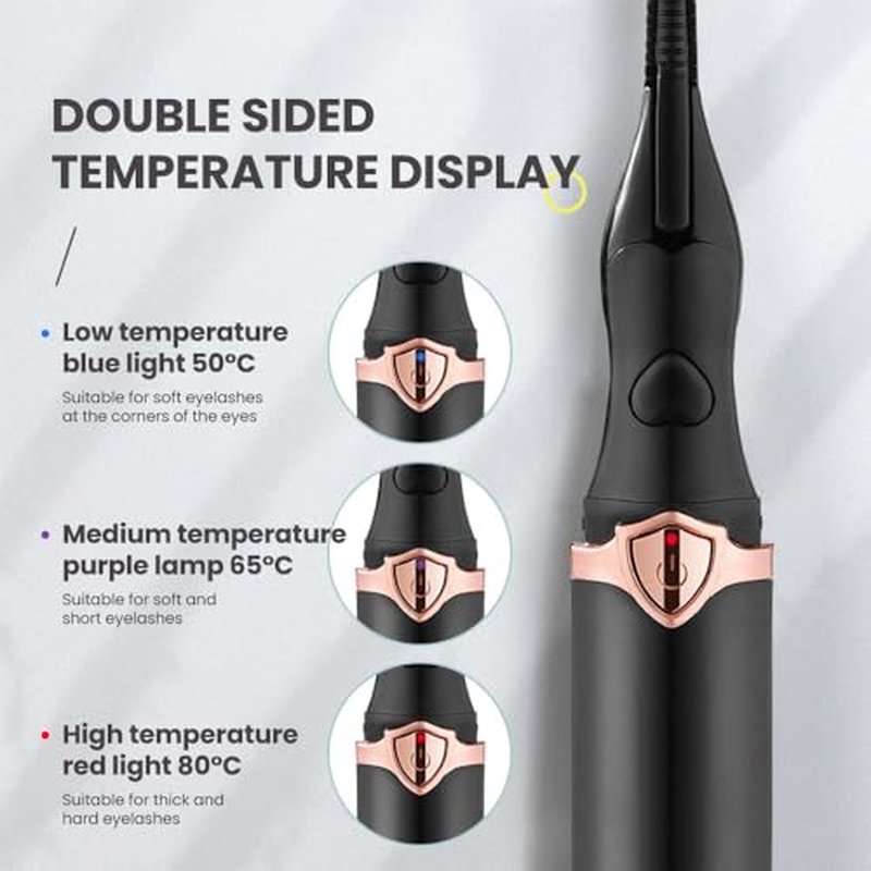Heated Eyelash Curler, 2024 Mini Electric Eyelash Curler, Portable USB Eye Lash Electric Eyelash Curler, Eyelash Styling Tool Beauty Makeup Tools for Women Girls(Black)