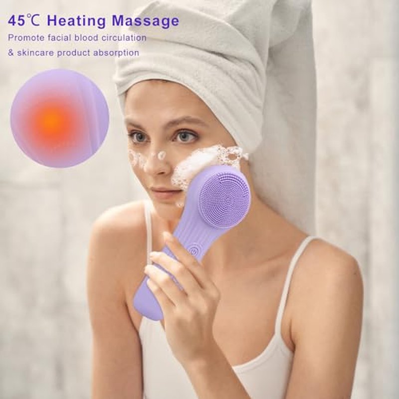 Feoflen Silicone Face Scrubber Exfoliator, Silicone Face Wash Brush for Men & Women, Ipx7 Waterproof Rechargeable Facial Cleaner for Deep Cleansing, Exfoliating, Massage Face Scrubber (Black)