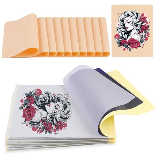 Tattoo Practice Fake Skins and Transfer Paper Kit Includes 40Pcs Tattoo Stencil Paper and 10Pcs Double Sided Blank Practice Fake Skin for Beginners and Experienced Artists