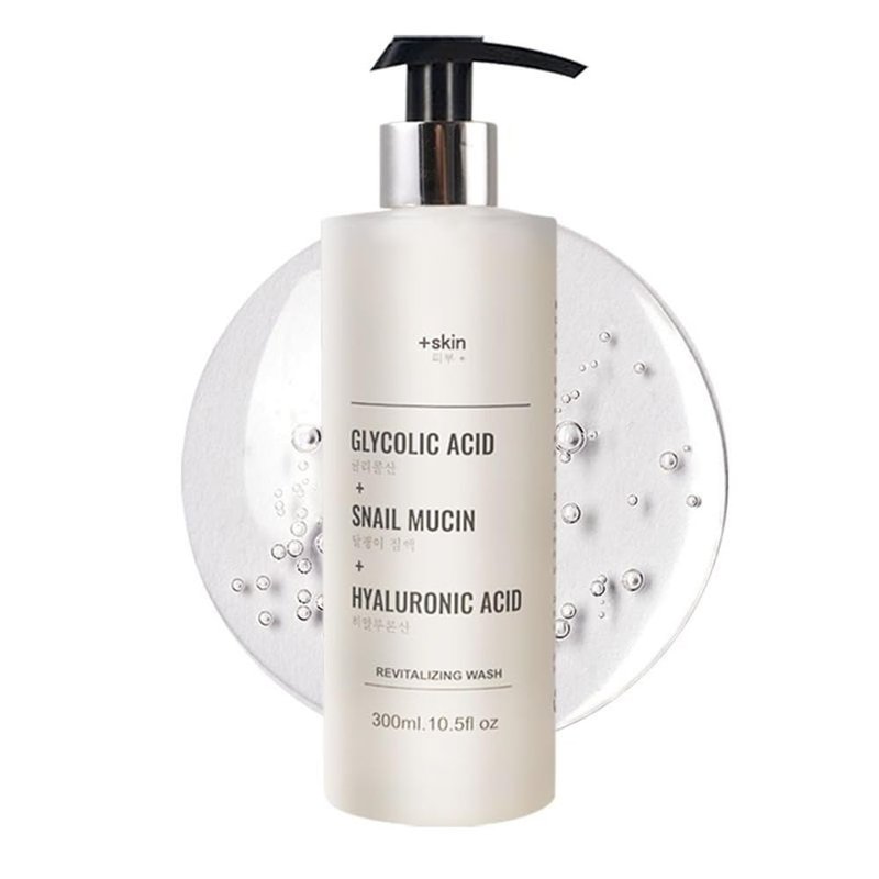 Glycolic Acid Cleanser with Snail Mucin & Hyaluronic Acid - Gentle Exfoliating Face Wash
