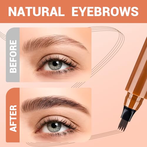 Upgrade Microblading Eyebrow Pen, 3D Waterproof Microblading Eyebrow Pencil 4-Tip Waterproof Eyebrow Pen, Natural Makeup Long-Lasting Fine Stroke Magic Eyebrow Pencil (5 Pcs)