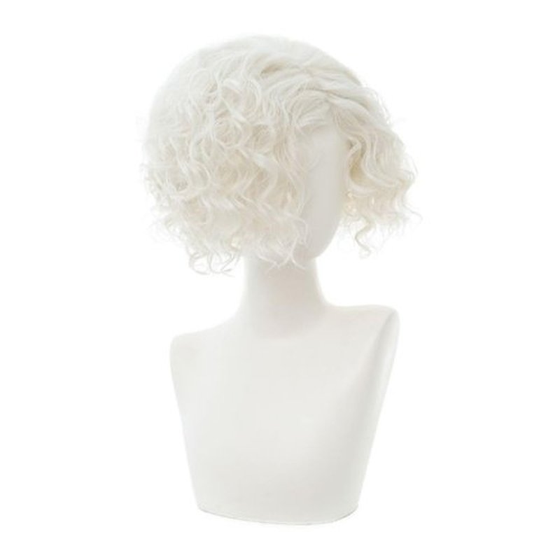 Amnenl White Curly Short Wigs for Men Anime Natural Fluffy Synthetic Cosplay Costume Hair Wig
