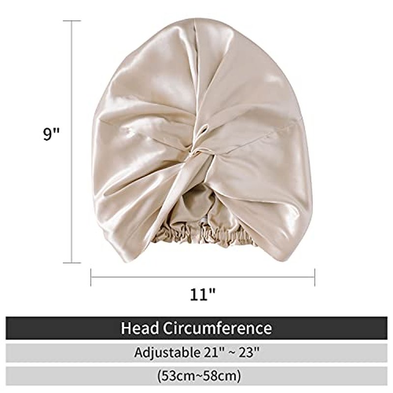 ZIMASILK 22 Momme 100% Mulberry Silk Bonnet for Sleeping & Women Hair Care, Highest Grade 6A Silk Hair wrap for Sleeping with Premium Elastic Stay On Head (1Pc, Beige)