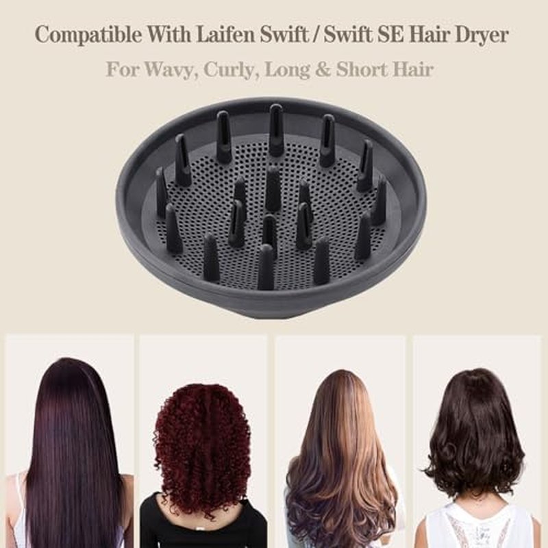 360° Rotating Diffuser Attachment Nozzle Compatible With Laifen Swift Hair Dryer/Swift SE Styling Tool, Hair Smoothing Dryer Magnetic Blower Accessories for Laifen, Black