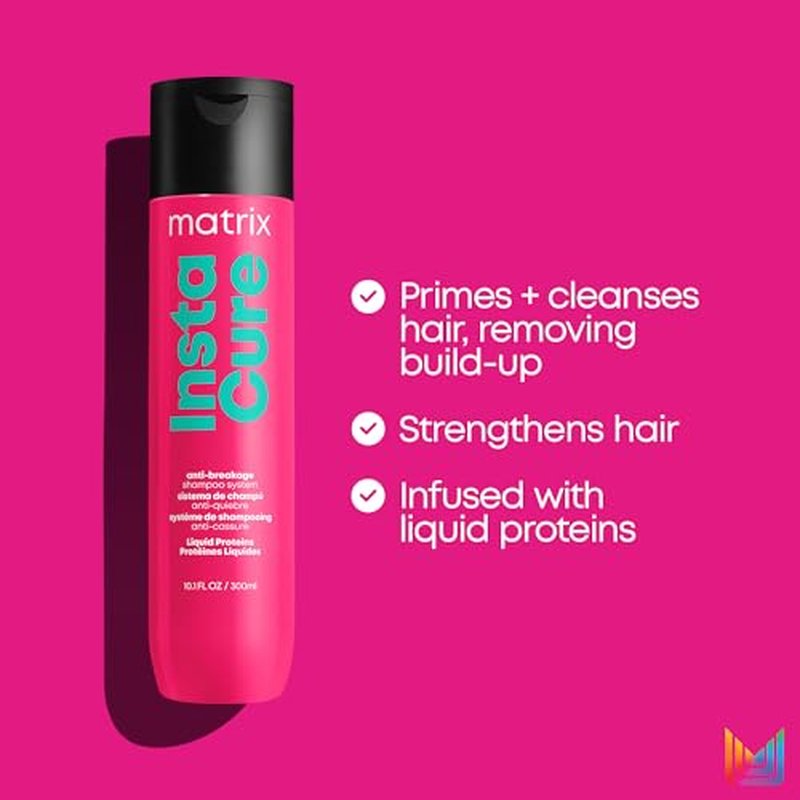 Matrix Instacure Anti-Breakage Shampoo | Repairs, Balances & Strengthens Hair | Reduces & Prevents Breakage & Frizz | For Dry, Damaged & Brittle Hair | Packaging May Vary | 10.1 Fl. Oz. | Vegan