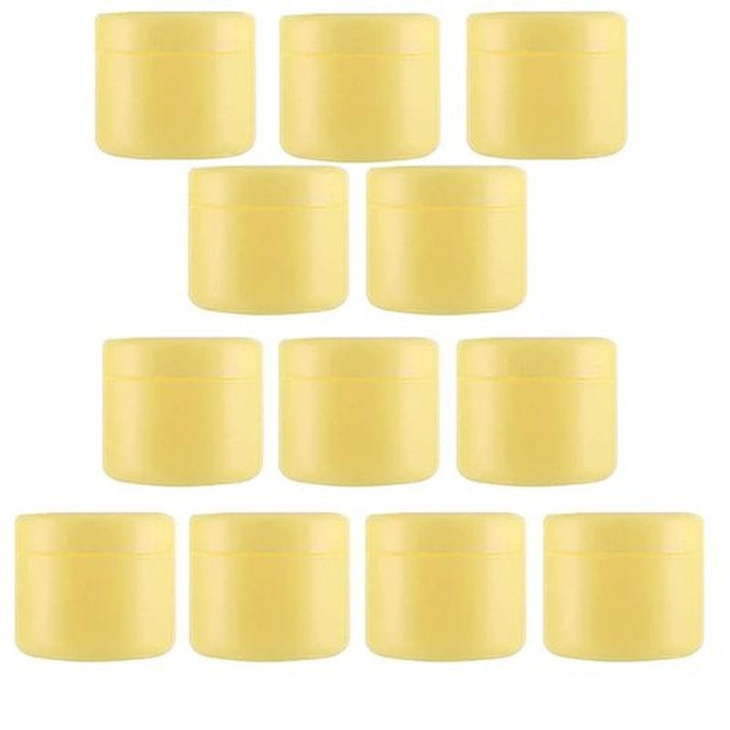 12 Pack 50G/50ML (1.7 oz) Cosmetic Jars, with Liners and Dome Lids, for Cosmetic Samples, Cream, Lotion (yellow)