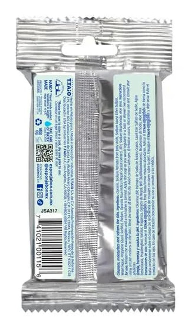 T.Taio Esponjabon Aloe Vera Soap Sponge - Gentle Shower Scrubber - Cleaning Bath Wash Scrub - Dirt & Oil Removal - Massage & Lather Foot, Elbow, & Face - Bathroom Accessories - Fresh Aloe Vera Scent