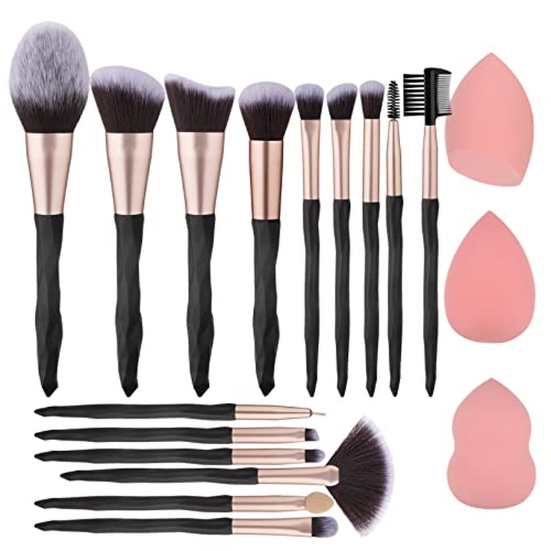 111 30Pcs Black makeup brushes and makeup sponges makeup tool set makeup brushes set natural synthetic eye shadow foundation make-up facial mixed powder blusher concealer eye makeup brush set