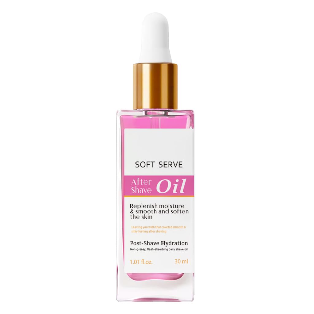 Strawberry Vanilla After Shave Oil, Moisturize and Smooth Skin, Prevent Ingrown Hairs & Dryness, Soft Serve After Shave Oil for All Skin Types (1.01 fl. oz.)
