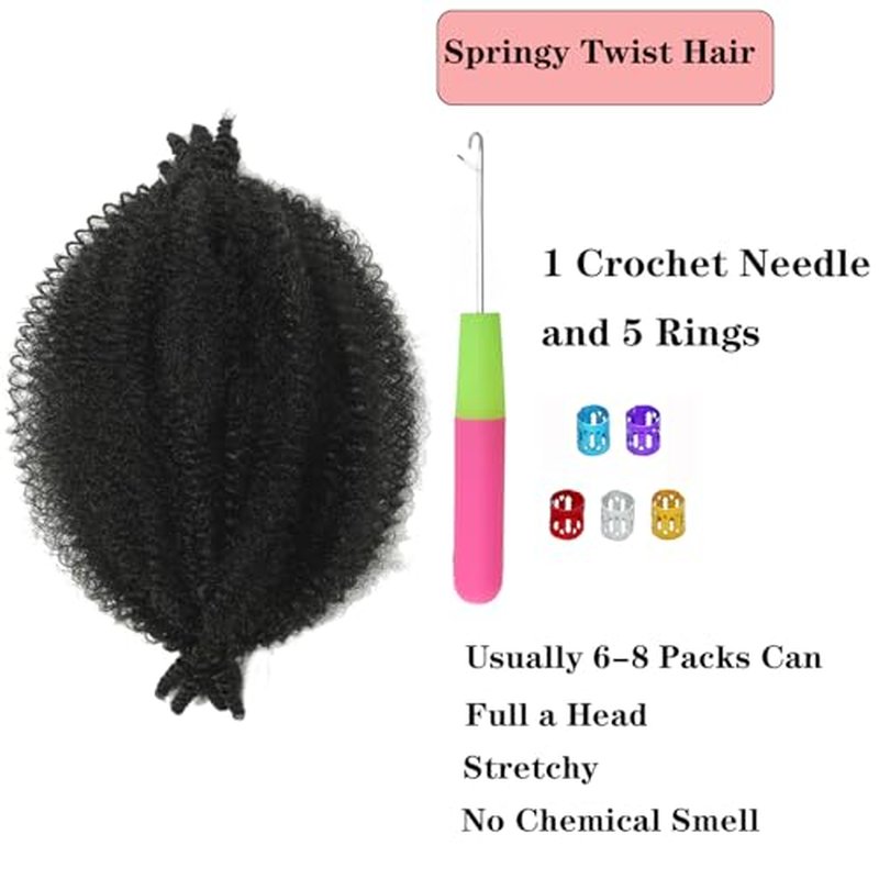8 Packs Springy Afro Twist Hair Marley Twist Braiding Hair Pre-Separated Kinky Twist Hair for Black Women Spring Twist Hair 8 inches Ombre Brown Wrapping Hair for Soft Locs (8 Inch (Pack of 8), T30#)