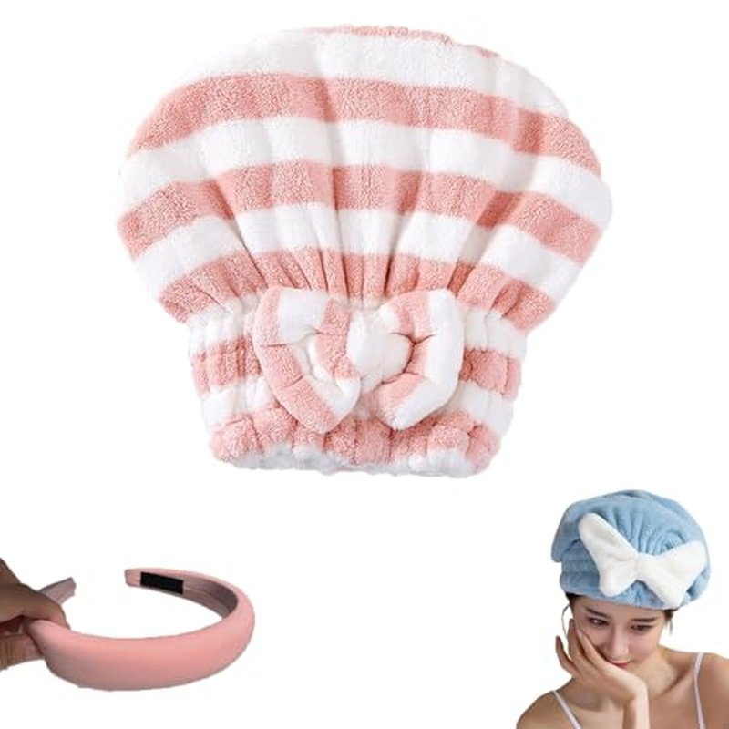 hwqsad Efficient Hair Towel Wrap for Women, Super Absorbent Hair Towel Wrap for Women, New Super Absorbent Hair Towel Wrap for Wet Hair, Dry Quickly and Naturally, Anti Frizz (Pink c)