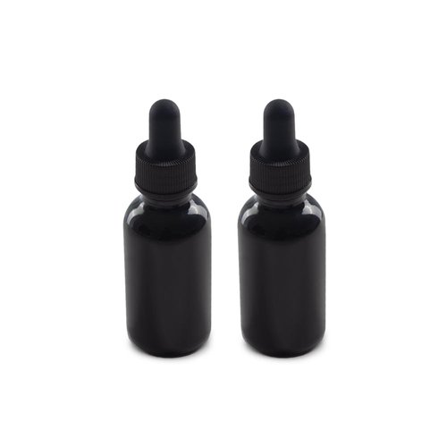 The Bottle Depot - 2 Pack - 1 oz Glass Bottle with Dropper - Black UV - 20-400 Neck Finish - Boston Round Bottles - Leakproof Essential Oils Bottles