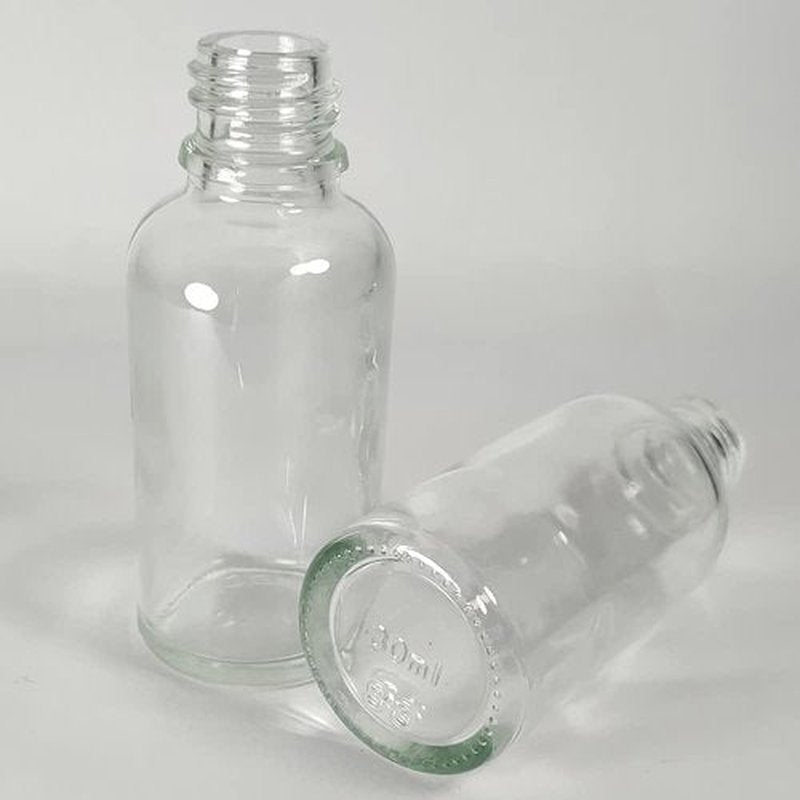 PIPIBA 12Pack 1oz (30ml) Round Drip Tip Glass Eye Droppers. Essential Oil Glass Bottle. For Lab Bottles (Clear)