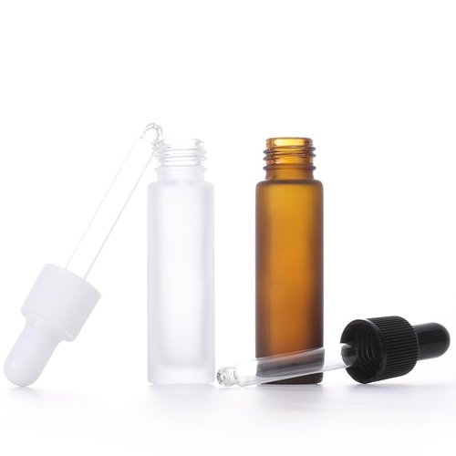 YORROR 10 Pcs 10ml Frosted White Glass Dropper Bottle with Eye Dropper,Empty Refillable Dropper Bottle Travels Bottle for Essential Oils,Aromatherapy,Perfume,Cosmetic,Laboratory