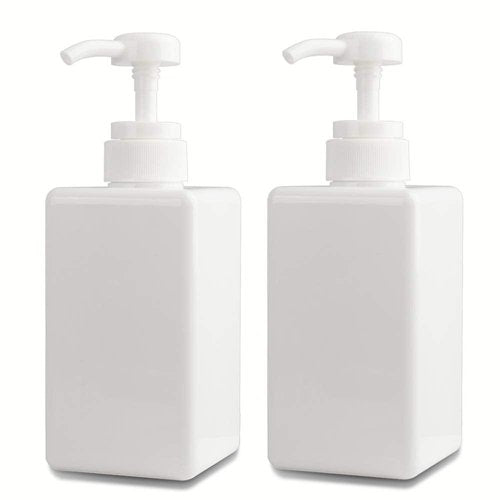 Pump Bottle, Refillable Plastic Empty Lotion Soap Dispenser Liquid Container for Bathroom Shampoo and Body Wash, 15oz/450ml White 2 Pack