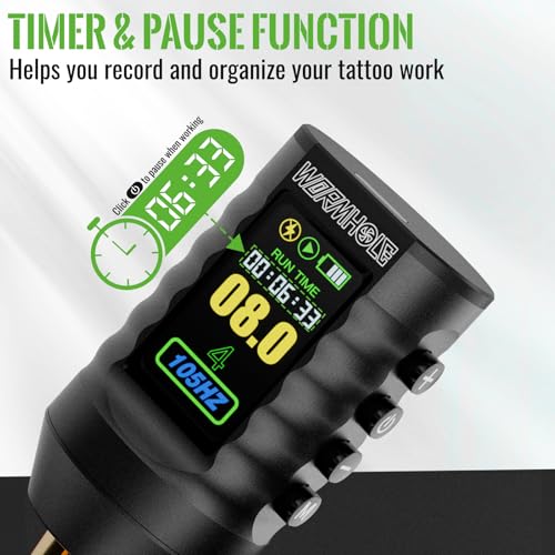 Wormhole Wireless Tattoo Power Supply Rechargeable Cordless Tattoo Battery Pack 1800mAh Portable Tattoo Battery RCA Lithium Battery with LED Digital Display For Tattoo Pen Rotary Tattoo Machine WB14-A